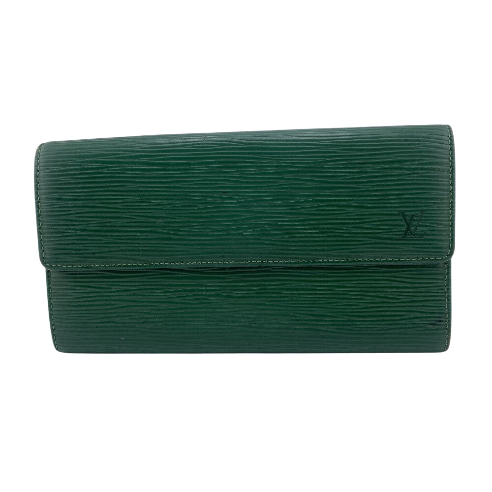 LOUIS VUITTON Long Wallet Purse M63574 leather green Epi Pochette Portomo Credit