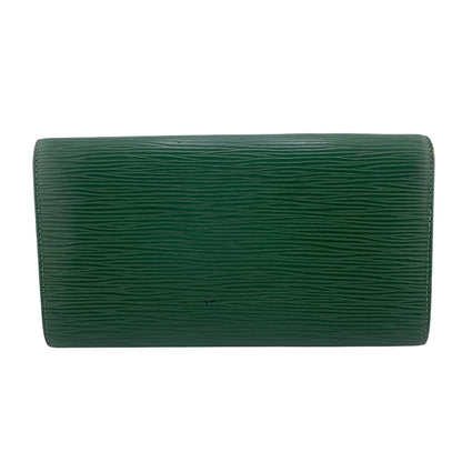 LOUIS VUITTON Long Wallet Purse M63574 leather green Epi Pochette Portomo Credit