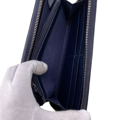GUCCI Long Wallet Purse 408831 leather Navy Sherry line