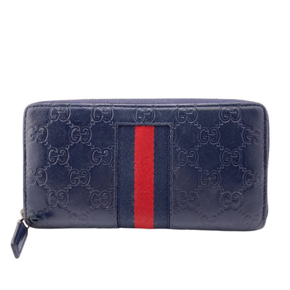 GUCCI Long Wallet Purse 408831 leather Navy Sherry line
