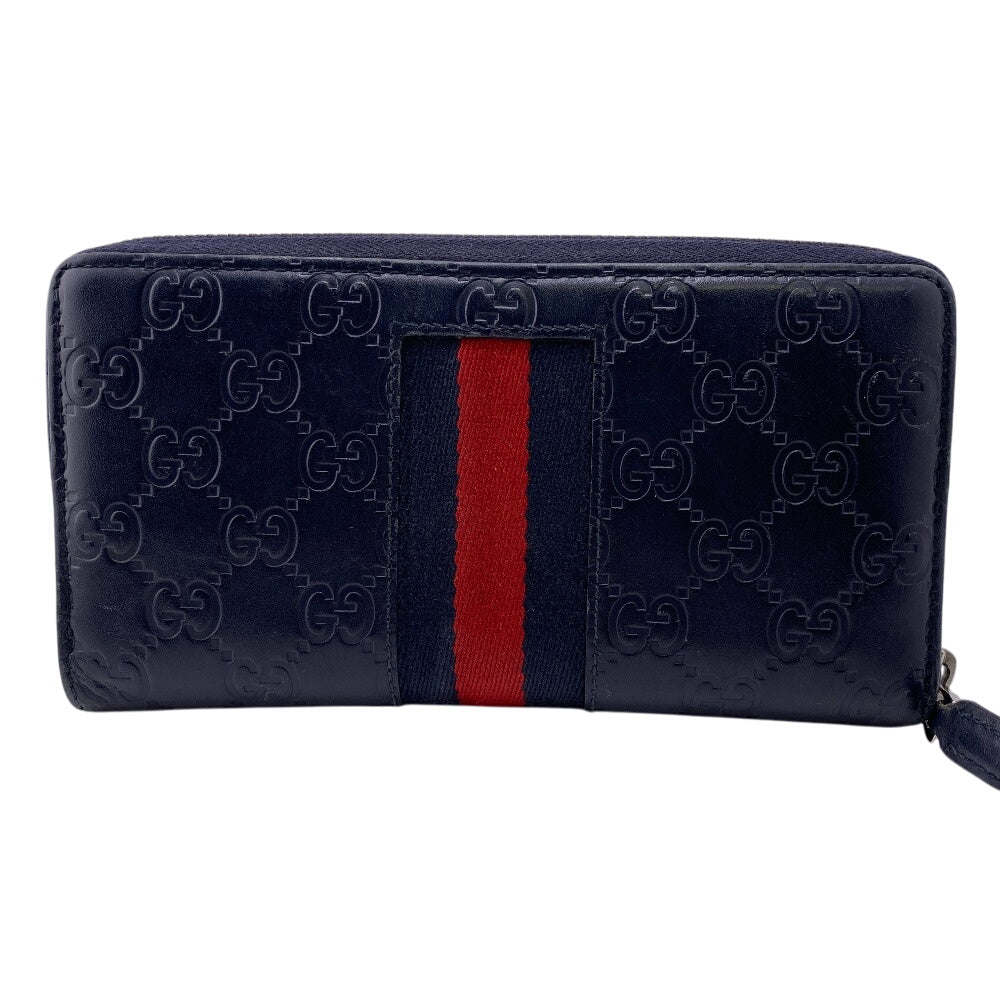 GUCCI Long Wallet Purse 408831 leather Navy Sherry line