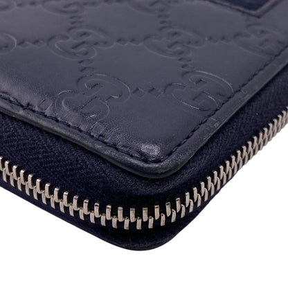 GUCCI Long Wallet Purse 408831 leather Navy Sherry line