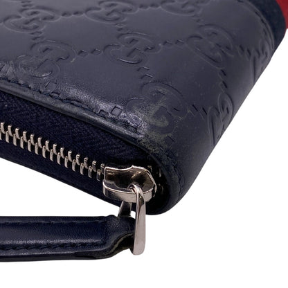 GUCCI Long Wallet Purse 408831 leather Navy Sherry line