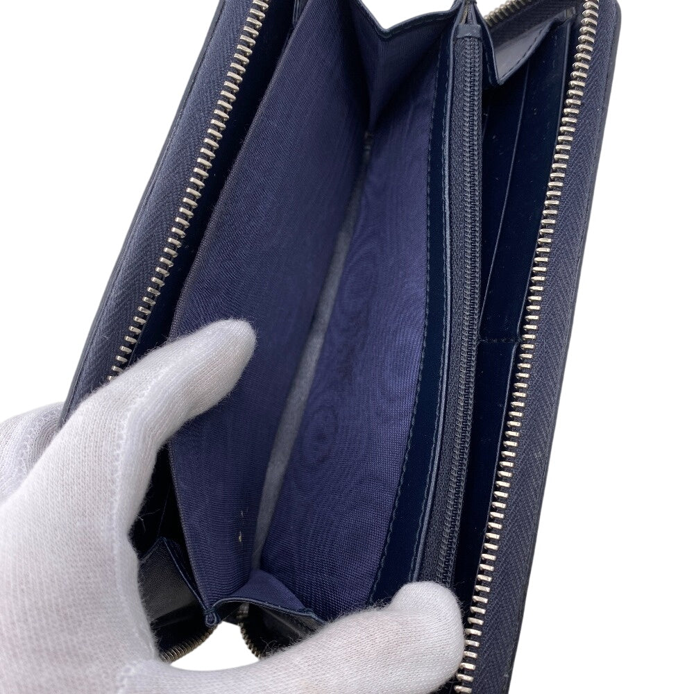 GUCCI Long Wallet Purse 408831 leather Navy Sherry line
