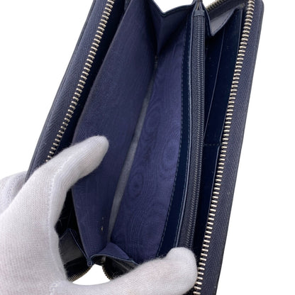 GUCCI Long Wallet Purse 408831 leather Navy Sherry line