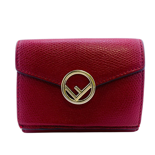 FENDI Tri-fold wallet A18B-208 leather Red F's