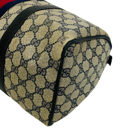 GUCCI Handbag PVC, Leather Navy Sherry GG