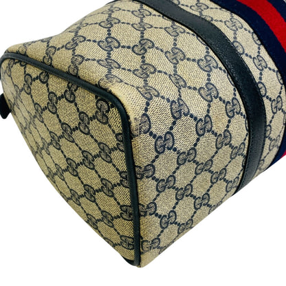 GUCCI Handbag PVC, Leather Navy Sherry GG