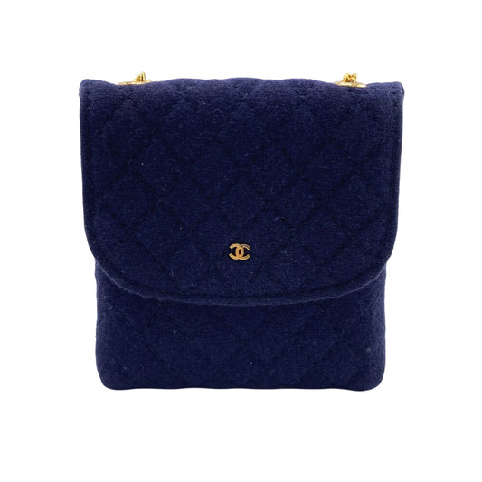 CHANEL Pouch cotton Navy Matrasse