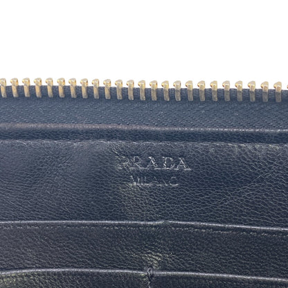 PRADA Long Wallet Purse 1M0506 leather black