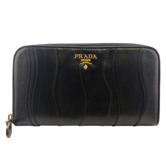 PRADA Long Wallet Purse 1M0506 leather black