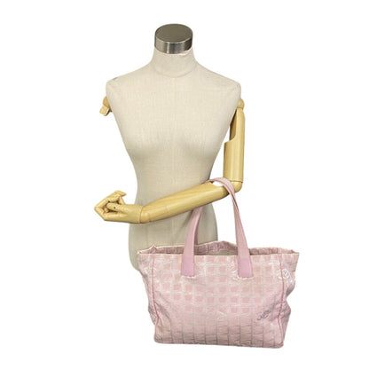 CHANEL Tote Bag Nylon, Leather pink COCO Mark New Travel Line MM