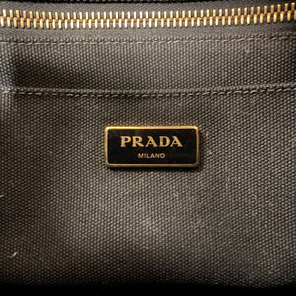 PRADA Handbag 1BG439 canvas black Triangular plate Canapa
