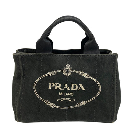 PRADA Handbag 1BG439 canvas black Triangular plate Canapa