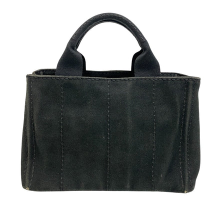 PRADA Handbag 1BG439 canvas black Triangular plate Canapa
