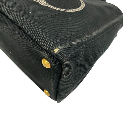 PRADA Handbag 1BG439 canvas black Triangular plate Canapa