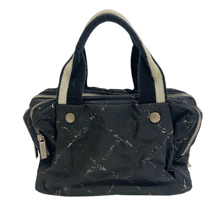 CHANEL Handbag Nylon, Canvas black Grid pattern old travelline handbag