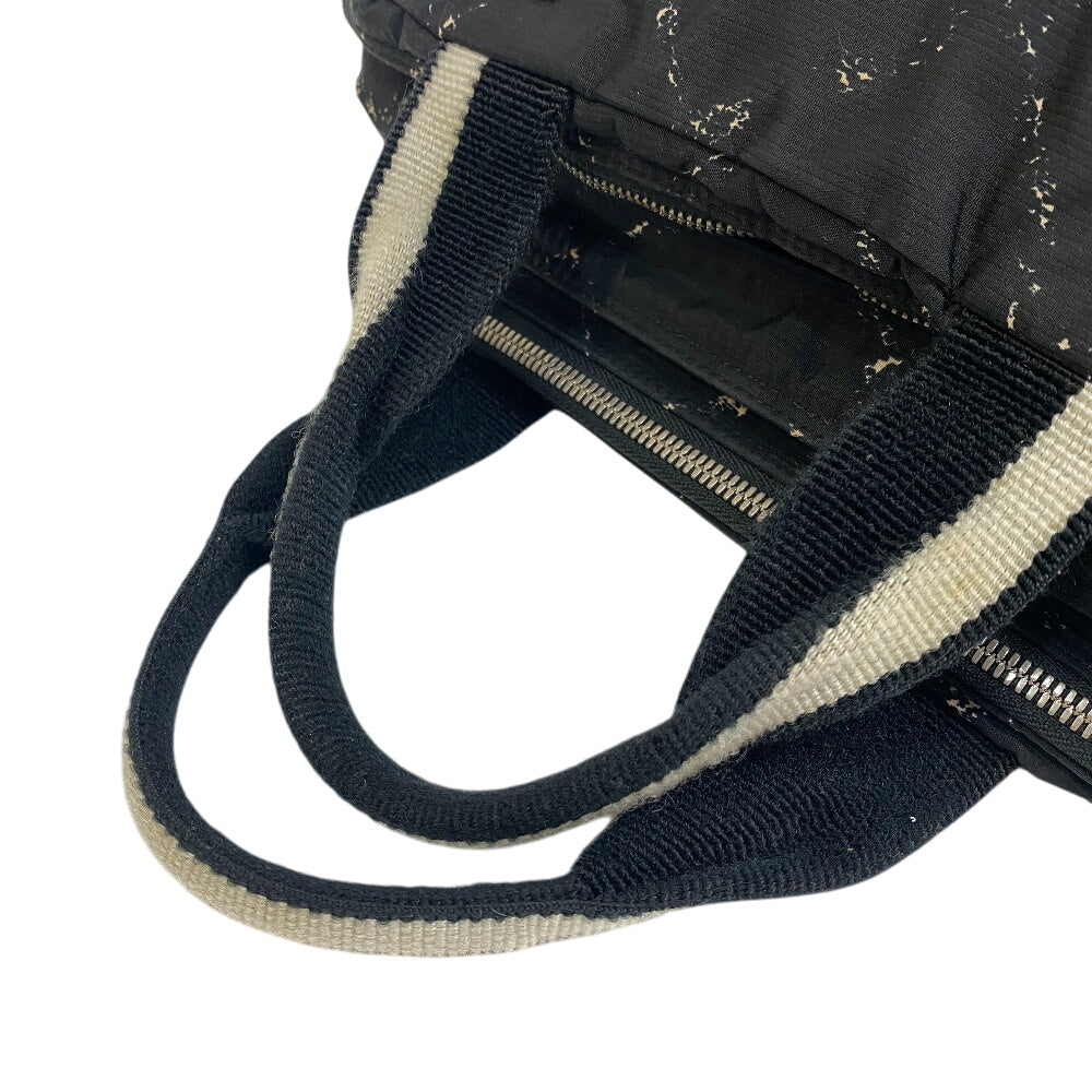 CHANEL Handbag Nylon, Canvas black Grid pattern old travelline handbag