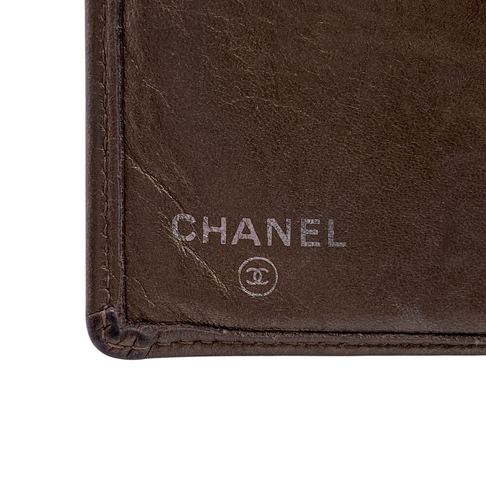 CHANEL Long Wallet Purse A26717 leather gold Cambon