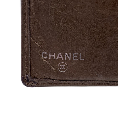 CHANEL Long Wallet Purse A26717 leather gold Cambon