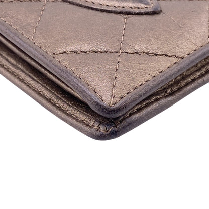 CHANEL Long Wallet Purse A26717 leather gold Cambon