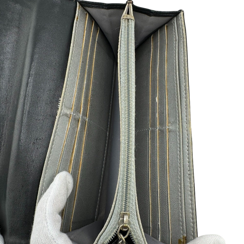 CHANEL Long Wallet Purse A82283 leather black Camelia