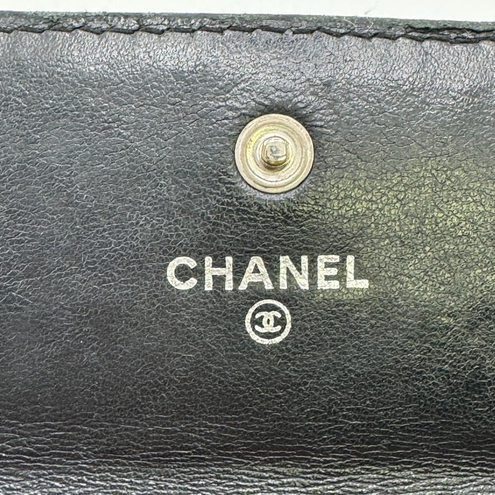 CHANEL Long Wallet Purse A82283 leather black Camelia