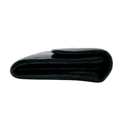 CHANEL Long Wallet Purse A82283 leather black Camelia