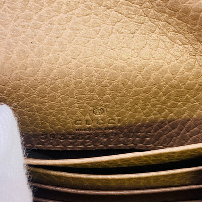 GUCCI Tri-fold wallet 598587 leather beige GG Marmont Double G
