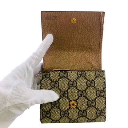 GUCCI Tri-fold wallet 598587 leather beige GG Marmont Double G