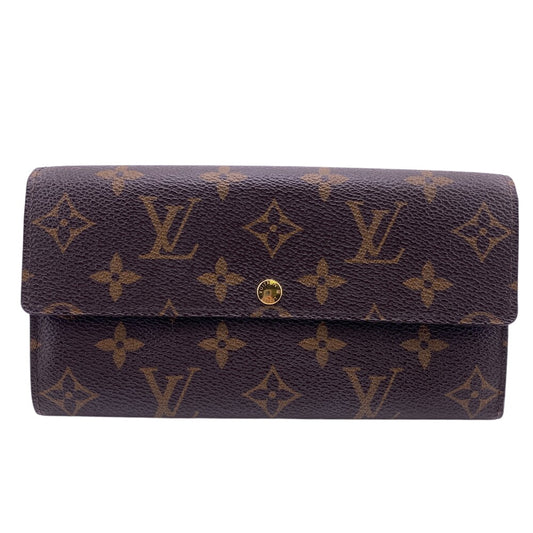 LOUIS VUITTON Long Wallet Purse M61734 leather Brown Monogram Portefeuille Sarah