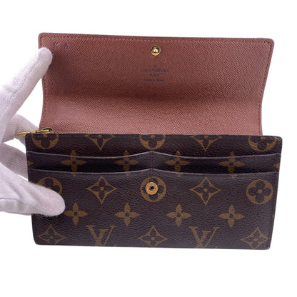 LOUIS VUITTON Long Wallet Purse M61734 leather Brown Monogram Portefeuille Sarah