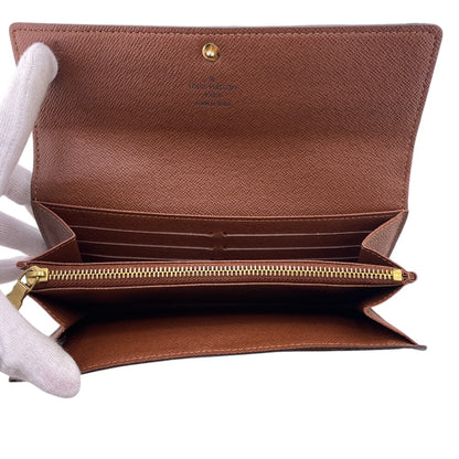 LOUIS VUITTON Long Wallet Purse M61734 leather Brown Monogram Portefeuille Sarah