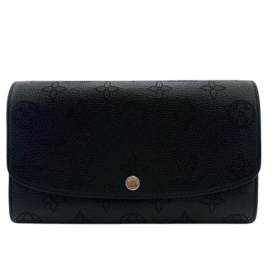 LOUIS VUITTON Long Wallet Purse Mahina, Leather black Monogram Mahina Portefeuille Iris
