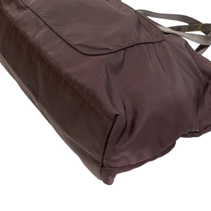 PRADA Tote Bag Nylon, Leather wine-red Triangle logo