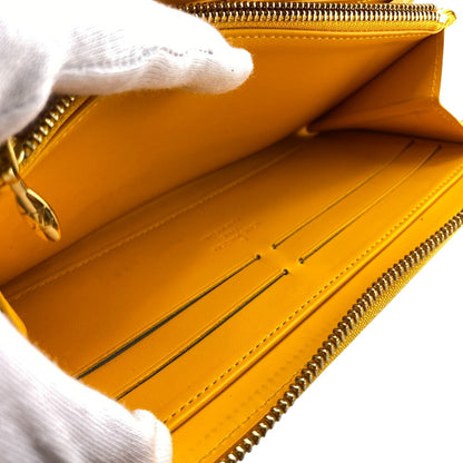 LOUIS VUITTON Long Wallet Purse M91733 Vernis yellow Monogram Vernis Zippy wallet