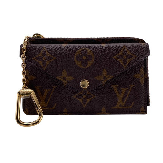 LOUIS VUITTON Coin case leather Brown Monogram Porte Cartes Recto Verso