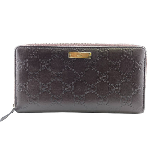 GUCCI Long Wallet Purse 307980 leather Brown Guccisima GG