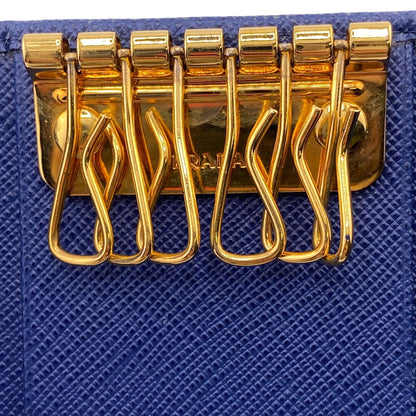 PRADA Key case Key holder  1PG222 leather blue Safiano 6-key case Key holder