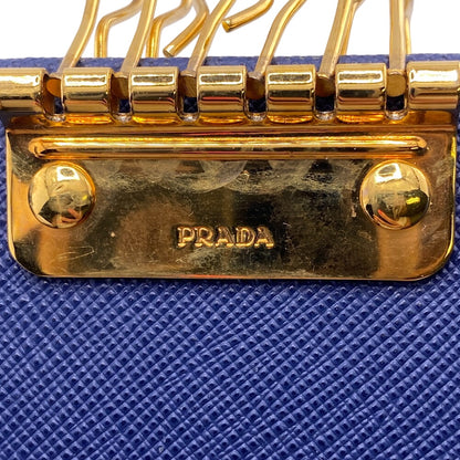 PRADA Key case Key holder  1PG222 leather blue Safiano 6-key case Key holder