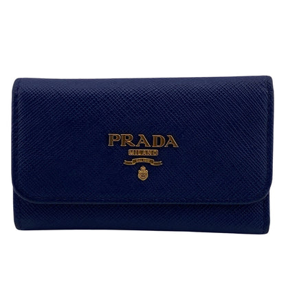 PRADA Key case Key holder  1PG222 leather blue Safiano 6-key case Key holder
