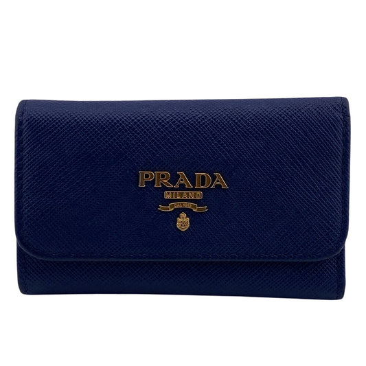 PRADA Key case Key holder  1PG222 leather blue Safiano 6-key case Key holder