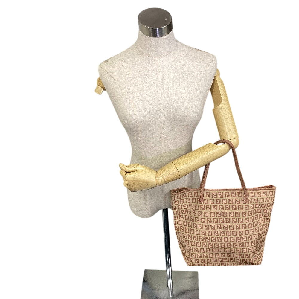 FENDI Tote Bag Canvas, Leather beige ZucchinoPattern