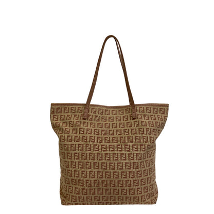 FENDI Tote Bag Canvas, Leather beige ZucchinoPattern