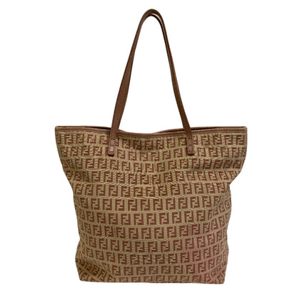 FENDI Tote Bag Canvas, Leather beige ZucchinoPattern