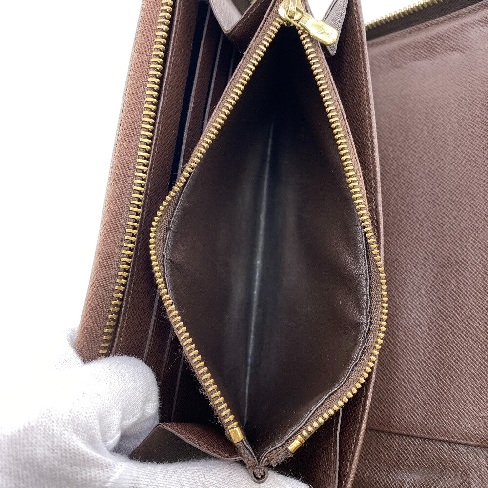 LOUIS VUITTON Long Wallet Purse N60003 leather Brown Damier Ebene Zippy Organizer