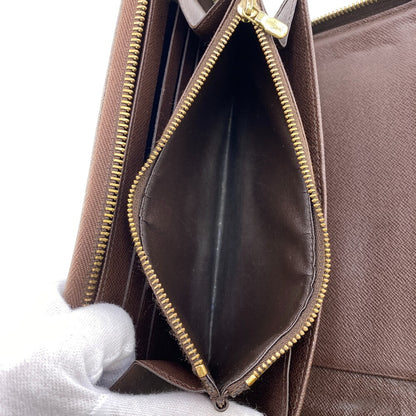 LOUIS VUITTON Long Wallet Purse N60003 leather Brown Damier Ebene Zippy Organizer