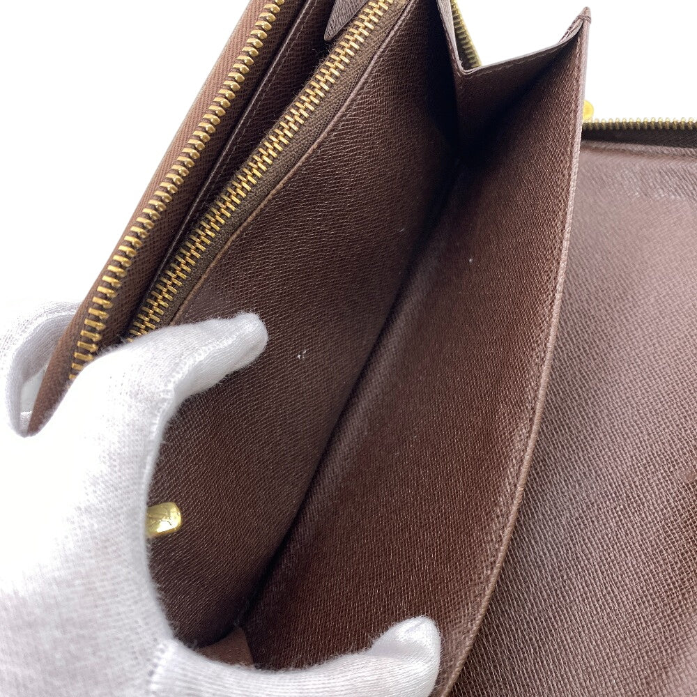 LOUIS VUITTON Long Wallet Purse N60003 leather Brown Damier Ebene Zippy Organizer