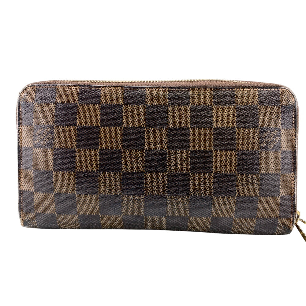 LOUIS VUITTON Long Wallet Purse N60003 leather Brown Damier Ebene Zippy Organizer