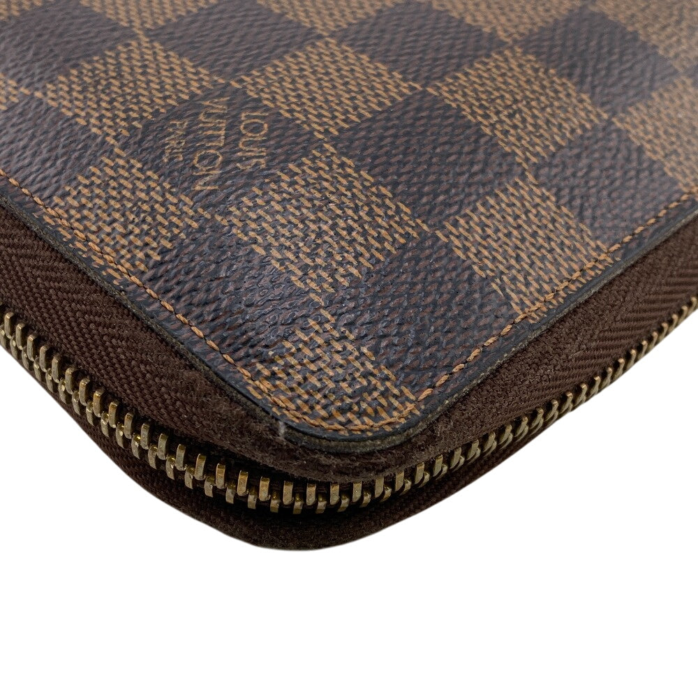 LOUIS VUITTON Long Wallet Purse N60003 leather Brown Damier Ebene Zippy Organizer